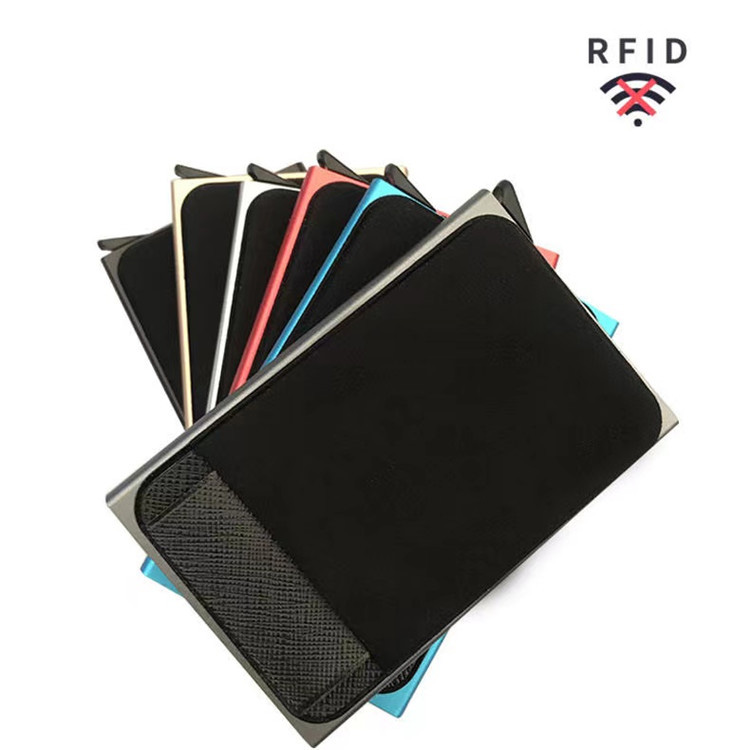 Otomatis Pop Up RFID Aluminium Dompét jeung Élastisitas Balik Pouch